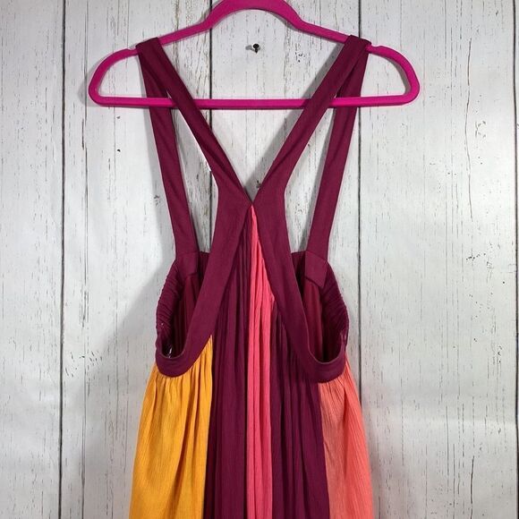 Lane Bryant Colorblock Maxi Dress 18/20 Plus Size Halter Crisscross Back Resort - Picture 2 of 13